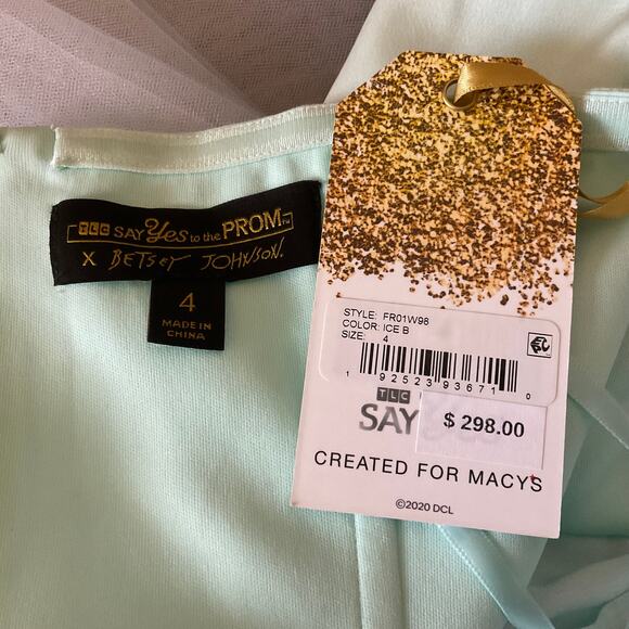 Betsy Johnson Strapless Satin and Tulle Beaded Long Ball Gown Blue Size 4 Dress - Picture 8 of 10